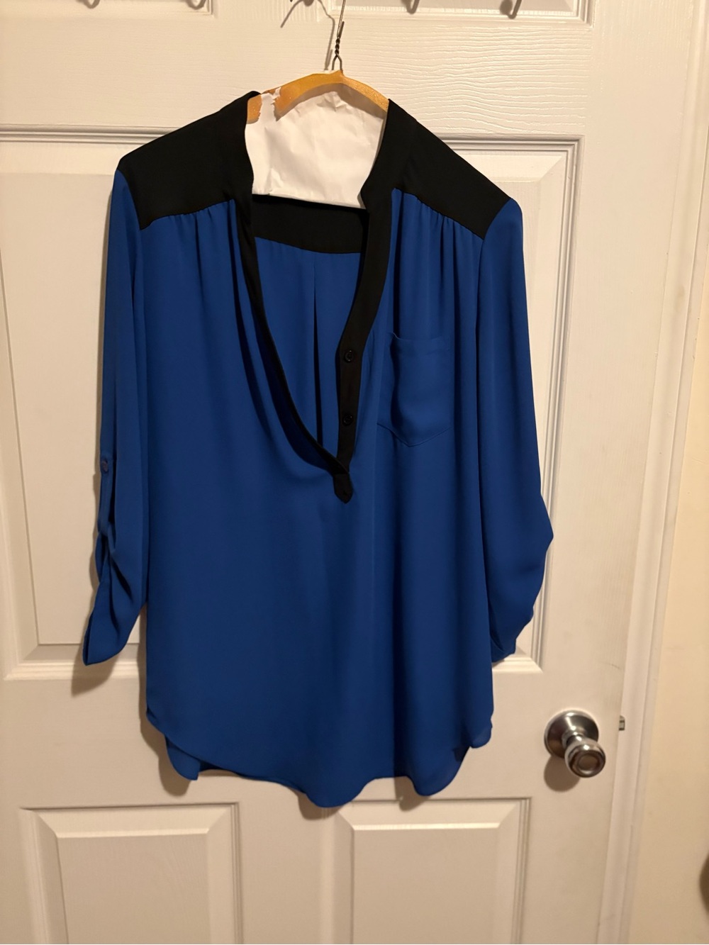 AGB Royal Blue Blouse with Black Trim